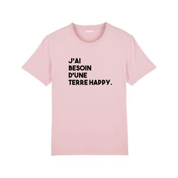 T-shirt "J'ai besoin d'une terre happy" - Femme - Couleur Rose