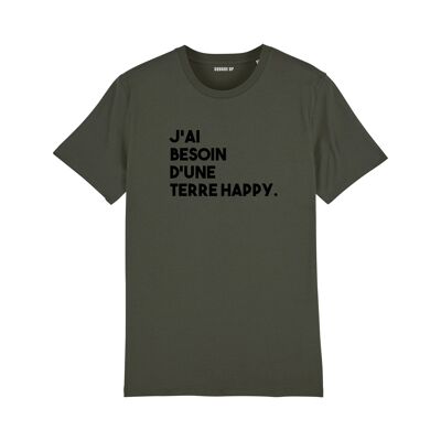 Camiseta "I need a happy earth" - Mujer - Color caqui