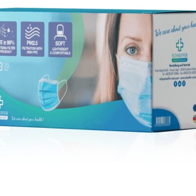 Masque médical Schaeffer Type IIR - Masque OP - 3 couches - Fabriqué en Allemagne