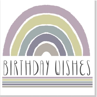 Tarjeta cuadrada de la raya del arco iris de los deseos del cumpleaños