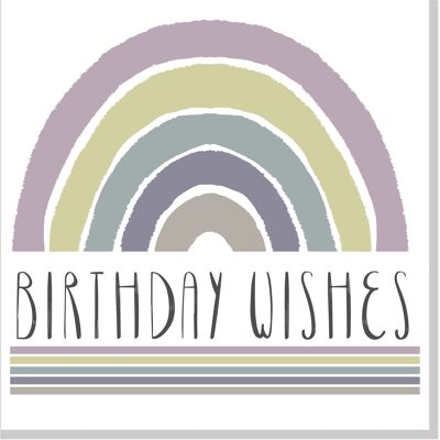 Birthday wishes Rainbow stripe square card