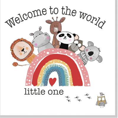 Rainbow Animals Bienvenido a la tarjeta cuadrada del mundo