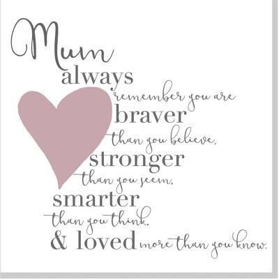 Tarjeta cuadrada de corazón rubor Mum Braver