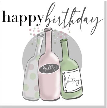 Carte carrée Happy Birthday Bubbly Bottles