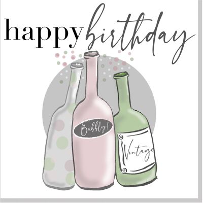 Carte carrée Happy Birthday Bubbly Bottles