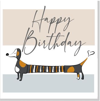 Carte carrée de chien de saucisse de joyeux anniversaire…