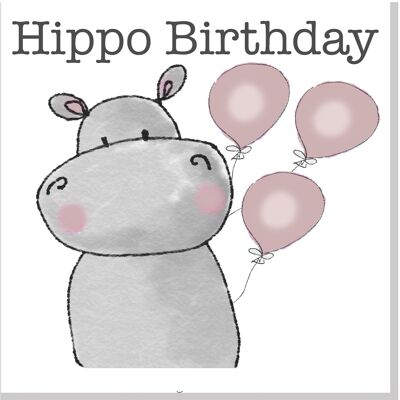 Biglietto quadrato di compleanno di ippopotamo