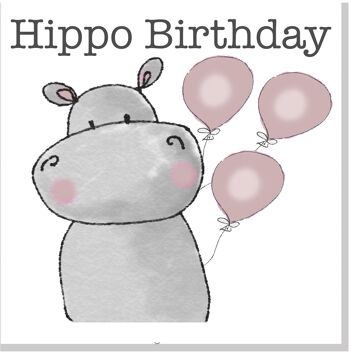 Carte carrée anniversaire hippopotame