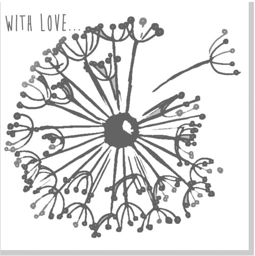 With love Dandelion card - Grey