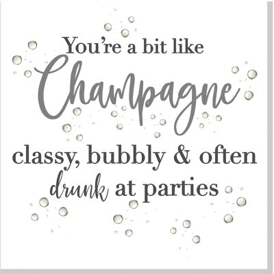 New Champagne Classy bubbly square card - Grey