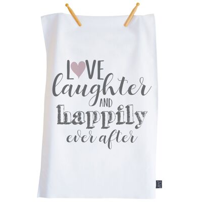 Love Laughter Happily Ever After paño de cocina