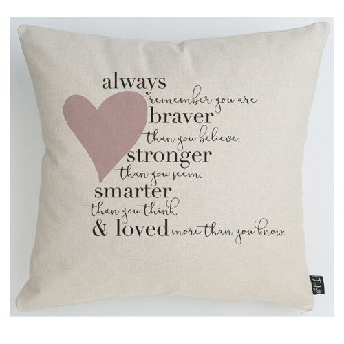 Braver Heart Cushion - 30cm x 30cm - Blush