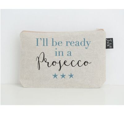 Ready in a Prosecco small make up bag