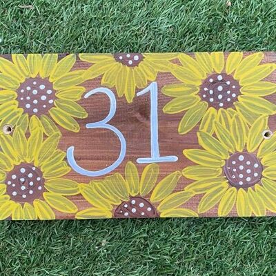 Sunflower House Number Sign - Holes