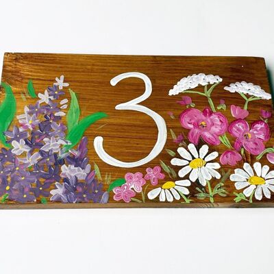 Flowers House Number Sign - No Chain