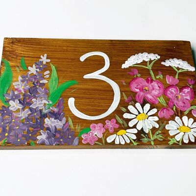 Flowers House Number Sign - Chain