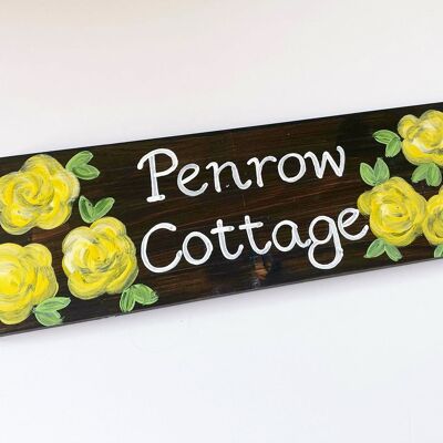 Yellow Rose House Sign - Chain