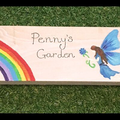 Rainbow & Fairy Garden Sign - No Chain