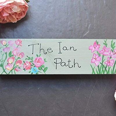 Sweet Pea, Roses & Gladiolas Garden Sign - Chain