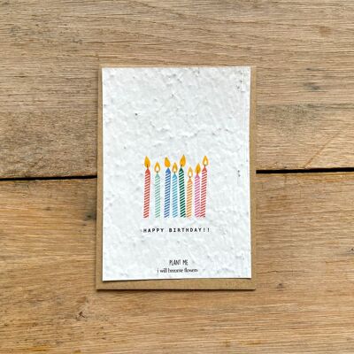 Card to plant happy birthday candle