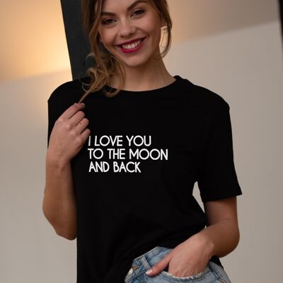 T-shirt "Ti amo fino alla luna e ritorno" - Donna - Colore Nero