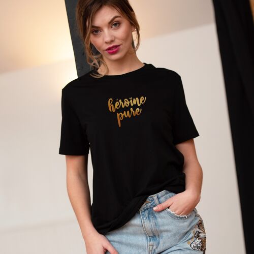 T-shirt "Héroïne Pure" - Femme - Couleur Noir