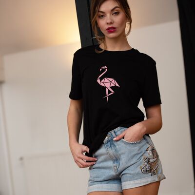 T-Shirt "Flamingo" - Damen - Farbe Schwarz