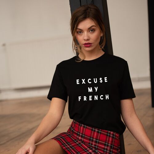 T-shirt "Excuse my French" - Femme - Couleur Noir