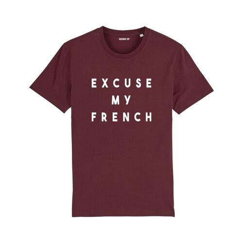 T-shirt "Excuse my French" - Femme - Couleur Bordeaux