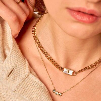 Alicianne necklace - choker with rectangular natural stone and star