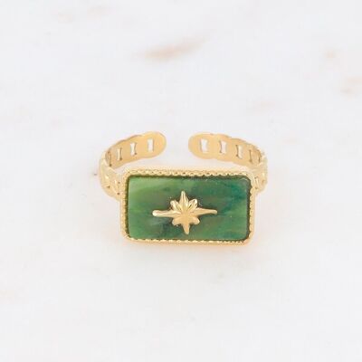 Anillo Alicianne dorado con piedra jaspe verde