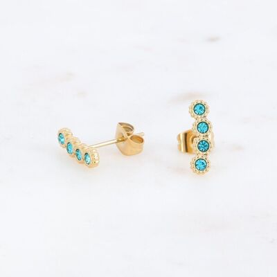 Golden Mya earrings and light blue rhinestones