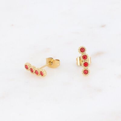 Gold Mya earrings and pink rhinestones