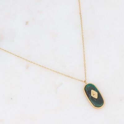 Goldene Rosalie-Halskette mit grünem Jaspis-Stein