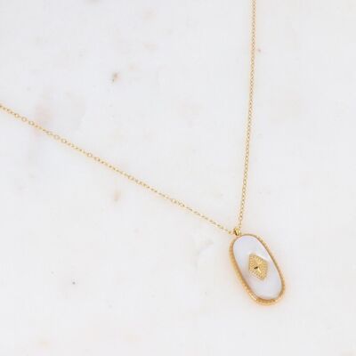Golden Rosalie necklace with white mother-of-pearl stone