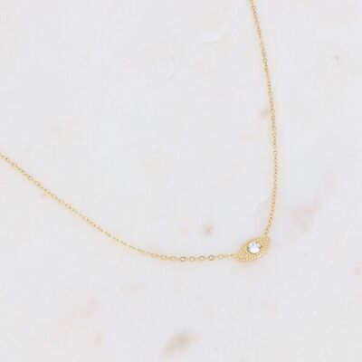 Gold Hendie necklace with white rhinestones