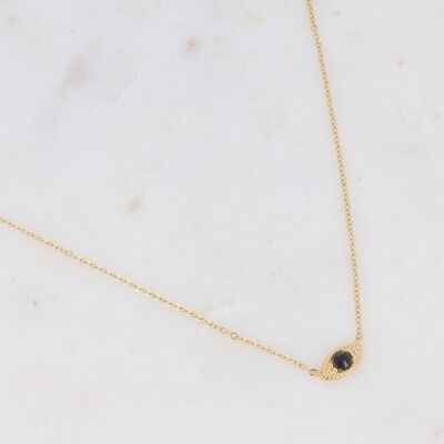 Gold Hendie necklace with black rhinestones