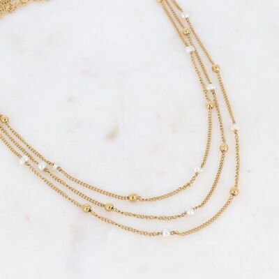 Helynna golden necklace 3 chains with freshwater pearls