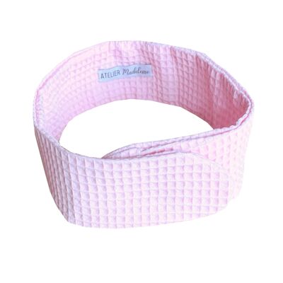 Care headband in pink honeycomb with velcro for make-up removal