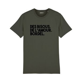 T-shirt "Des bisous. De l'amour. Bordel." - Femme - Couleur Kaki