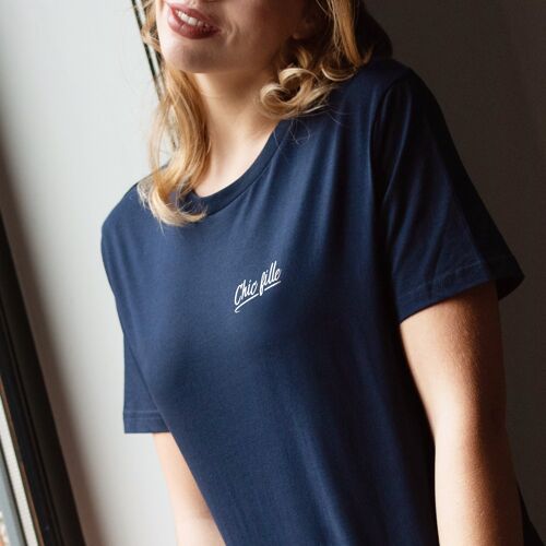 T-shirt "Chic Fille" - Femme - Couleur Bleu Marine