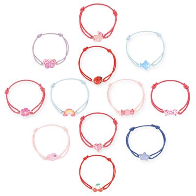 Joyería Infantil Niña – Surtido de 24 pulseras de encaje ajustables para niña