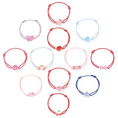 Children's Girls Jewelry – Assortment of 24 adjustable lace bracelets for girls