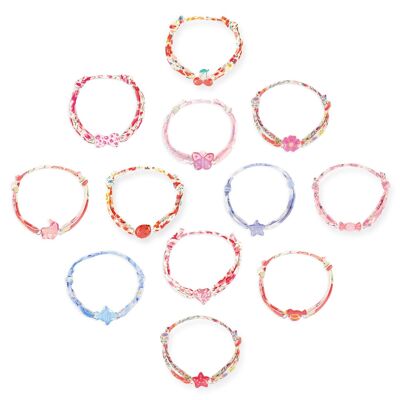 Kinderschmuck für Mädchen – Sortiment mit 24 verstellbaren Liberty-Armbändern für Mädchen