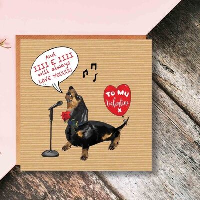 I Will Always Love Youuuu, Sausage Dog, Valentines Day Card, Anniversary, Dachshund, Funny, Quirky, Dog Lover