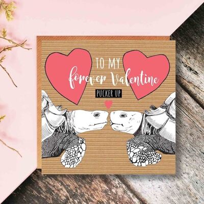 Tortoise Valentine's Card, Pucker Up, Forever Valentine, Long Time Lover, Funny, Quirky Valentine
