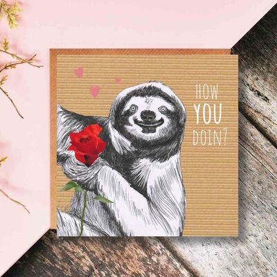 Sloth Love Card, How You Doin, Valentines Card, Anniversary Card, Funny, Joey, Friends