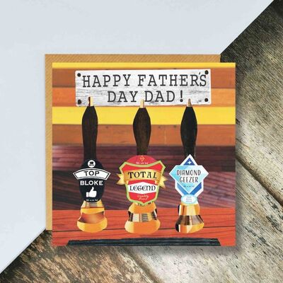Cheers Dad! Father's Day Card, Complimentary Beer Taps, Pint of Beer, Pub Card, Real Ale Lover, Beer Lover, Pub Goer, Beer Dad Card