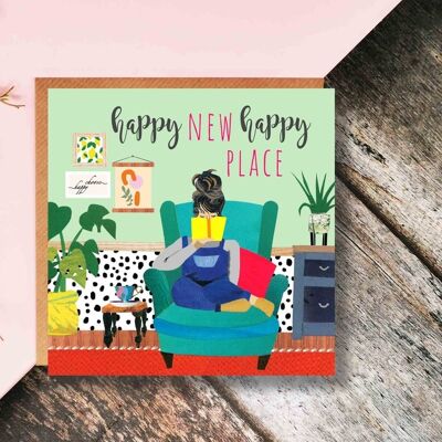 New Happy Place/New Home Card, First Home Card, House Plant New Home, Single living alone, Happy Space, Single Parent, Mum New Home