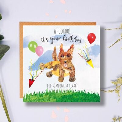 Labradoodle Birthday Card, Did Someone Say Cake? Dog Card, Whoohoo It's Your Birthday
